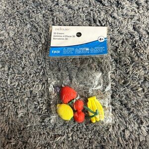 NWT fruit themed 3D erasers